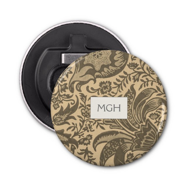 Abrebotellas Monograma botánico de William Morris Sepia (Anverso)