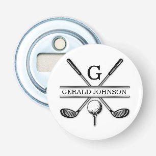 Abrebotellas Monograma de golf elegante personalizado