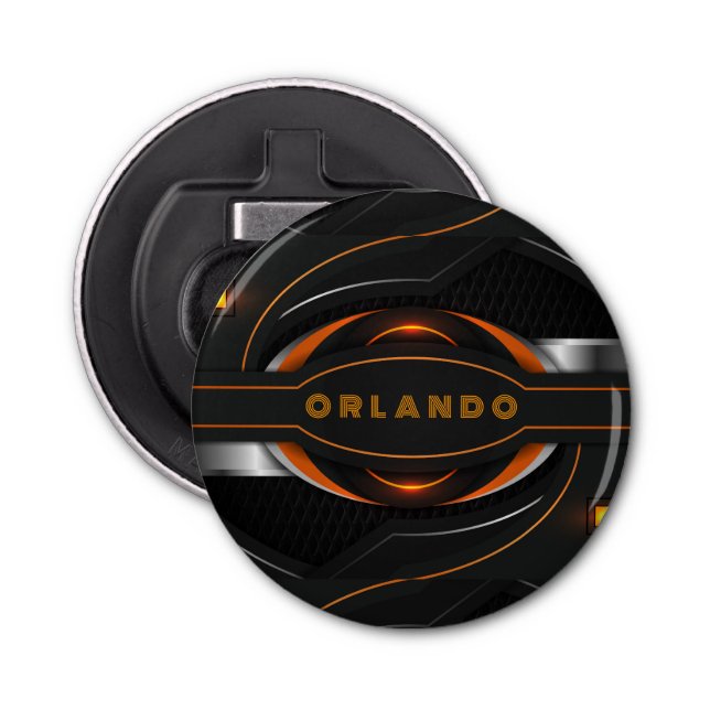 Abrebotellas Monograma de juego geométrico plateado, negro, nar (Anverso)