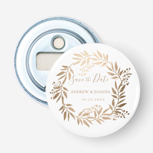 Abrebotellas Monograma de oro personalizado moderno y elegante (Anverso)