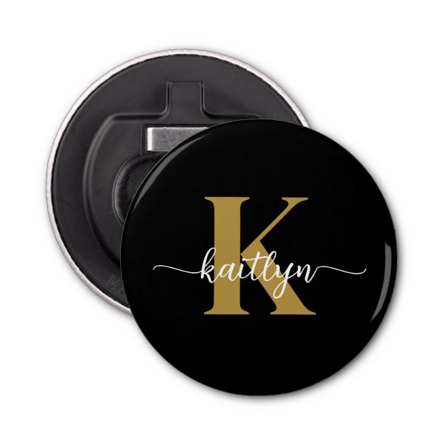 Abrebotellas Monograma del guión de oro negro (Anverso)