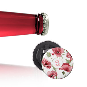 Abrebotellas Monograma Flor Silvestre Amapola Rosa