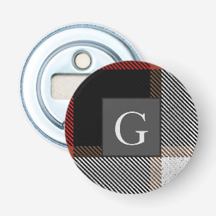 Abrebotellas Monograma Mejor Hombre Gris Rojo Tartán Negro