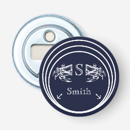 Abrebotellas Monograma moderno Armada Náutica Cangrejo Blanco A