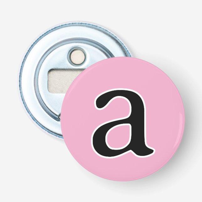 Abrebotellas Monograma moderno Letra alfabética inicial a rosa (Anverso)