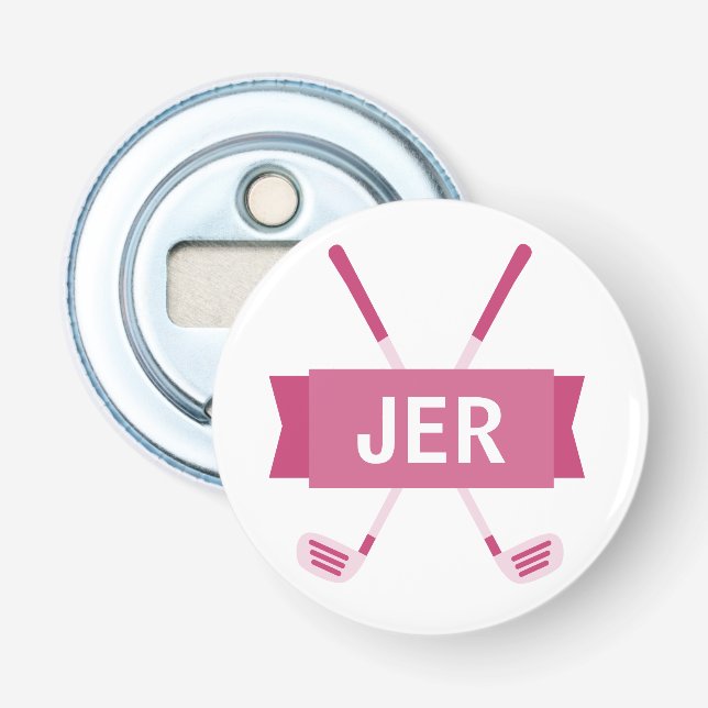 Abrebotellas Monograma Personalizado Damas Rosas Club Cruzado C (Anverso)