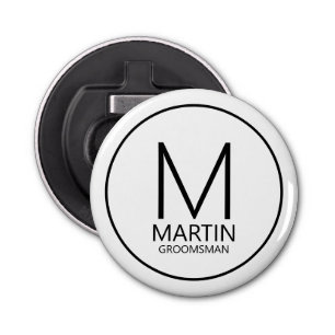 Abrebotellas Monograma personalizado moderno y Groomsmen de nom
