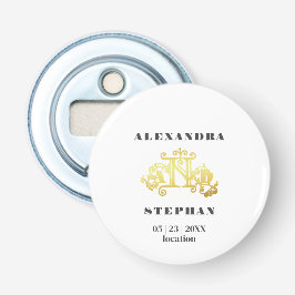 Abrebotellas Monograma Romántico Boda de oro