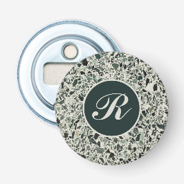 Abrebotellas Monograma Terrazo verde moderno