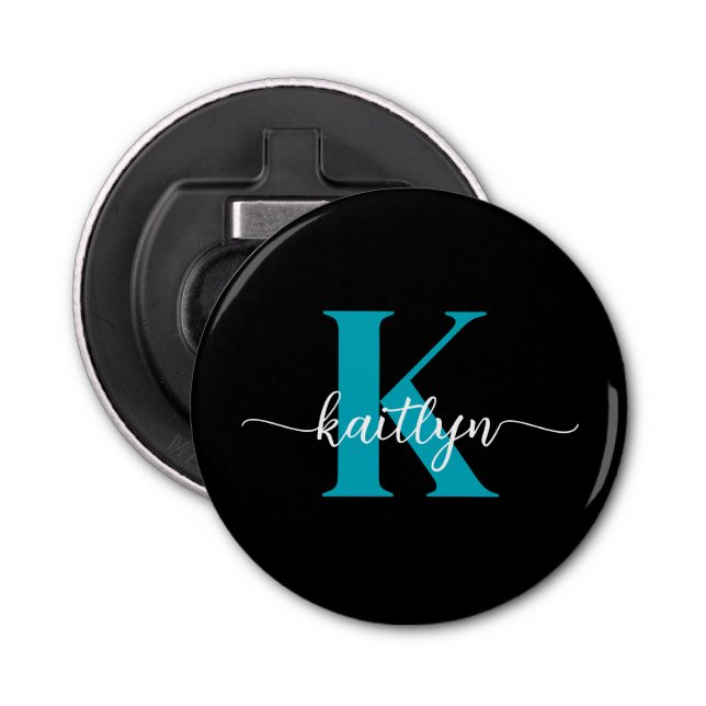 Abrebotellas Monograma Verde azulado negro (Anverso)