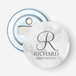 Abrebotellas Monograma y nombre de Groomsman personalizado en m