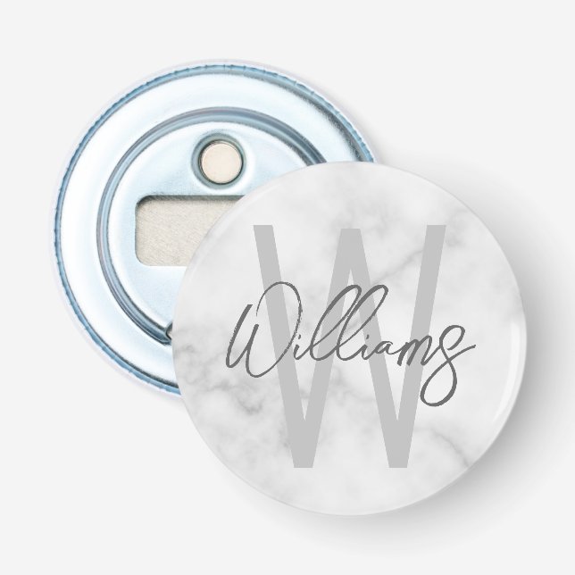 Abrebotellas Monograma y nombre personalizados de escritura de  (Anverso)