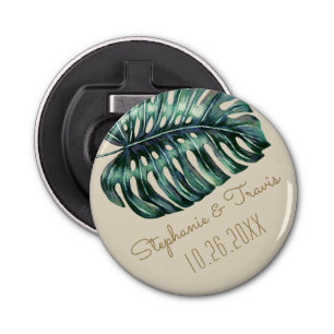 Abrebotellas Monstera Tropical Palm Boda Fecha Favor Magnet