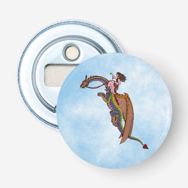 Abrebotellas Montando el dragón arcoiris (Anverso)