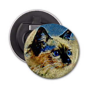 Abrebotellas Mosaicos de gato siameses de ojos azules