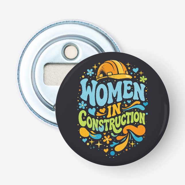 Abrebotellas Mujeres en la Construcción Empoderamiento Retro (Anverso)