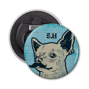 Abrebotellas Mustache Chihuahua Graffiti Monograma