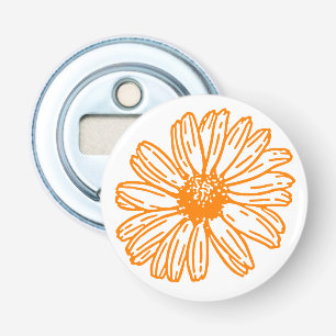 Abrebotellas Naranja Daisy Flower Print, Vintage Floral Pattern