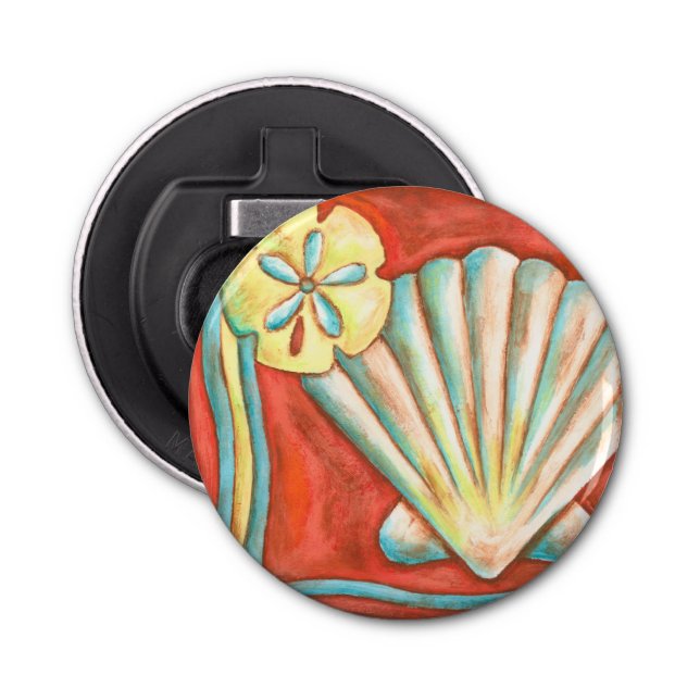 Abrebotellas Naranja Rústico Seashells (Anverso)