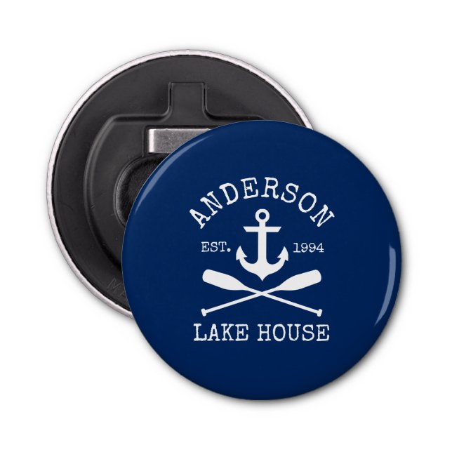 Abrebotellas Nautical Lake House Family Navy Blue Anchor Oars (Anverso)