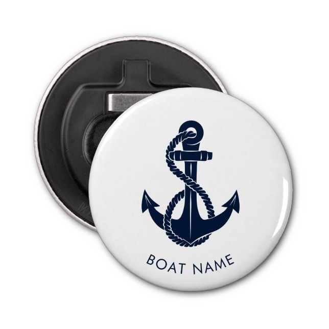 Abrebotellas Nautical Naval Blue Cute Bote Name Sailing Swag (Anverso)