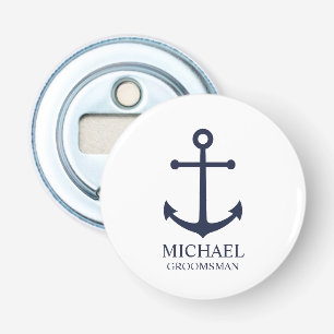 Abrebotellas Nautical Navy Blue Anchor Personalizado Groomsmen