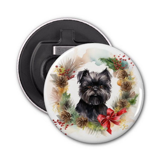 Abrebotellas Navidades de Affenpinscher Wreath Festive Pup (Anverso)