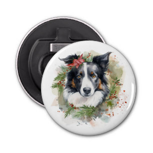 Abrebotellas Navidades de Border Collie Wreath Festimes Pup