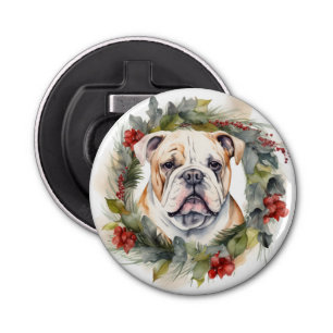 Abrebotellas Navidades de bulldog Wreath Festive Pup