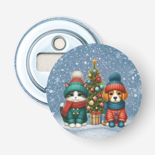 Abrebotellas Navidades de cachorro y gatito (Anverso)