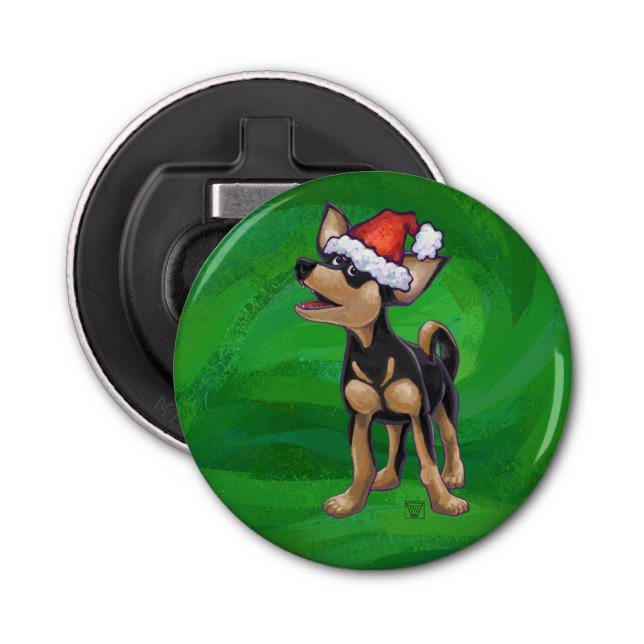 Abrebotellas Navidades De Chihuahua En Verde (Anverso)