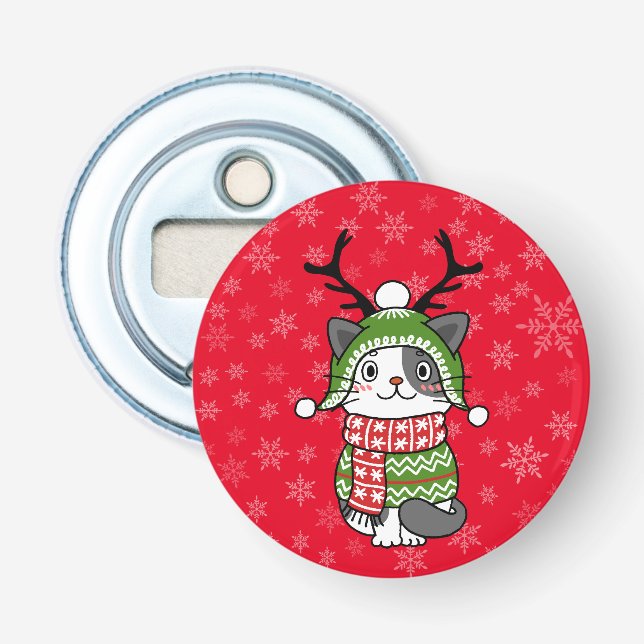 Abrebotellas Navidades de gatos ricas repartiendo estufas en Ga (Anverso)