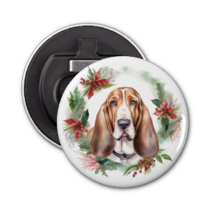 Abrebotellas Navidades de Hound Basset Wreath Festimes Pup