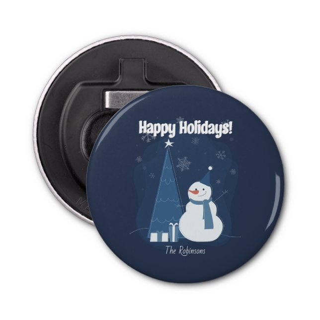 Abrebotellas Navidades de invierno blancos dan ideas azul vinta (Anverso)