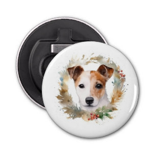 Abrebotellas Navidades de Jack Russell Wreath Festive Pup
