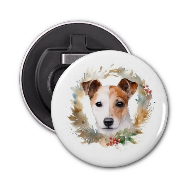 Abrebotellas Navidades de Jack Russell Wreath Festive Pup (Anverso)