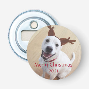 Abrebotellas Navidades de Perro de Cachorro Blanco Ridículo y S