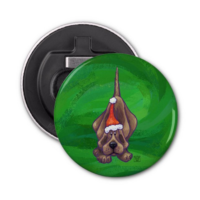 Abrebotellas Navidades De Perro De Hound En Verde (Anverso)