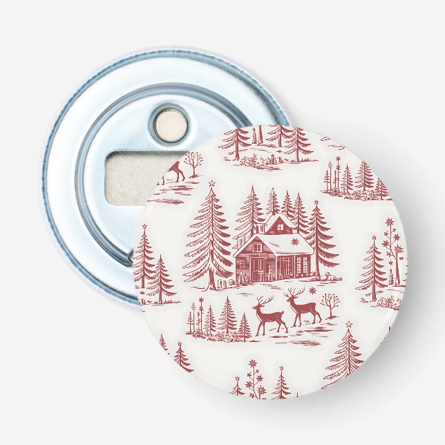 Abrebotellas Navidades de renos y casas de Ilustracion de época (Anverso)