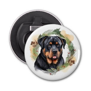 Abrebotellas Navidades de Rottweiler Wreath Festimes Pup