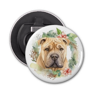 Abrebotellas Navidades de Shar Pei Wreath Festimes Pup