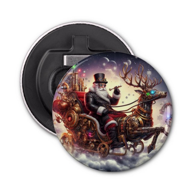 Abrebotellas Navidades de steampunk de Santa/Reindeer/invierno (Anverso)