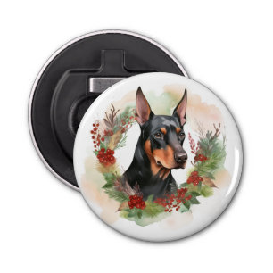Abrebotellas Navidades Doberman Wreath Festive Pup