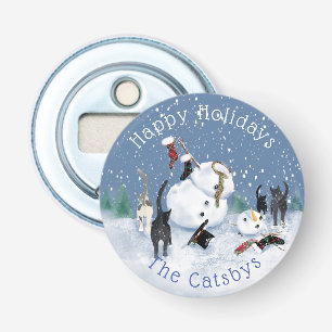 Abrebotellas Navidades Gracioso Gato Snowman 5