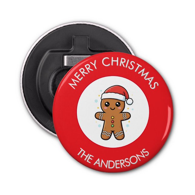 Abrebotellas Navidades Personalizados de Cute Gingerbread Man (Anverso)