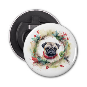 Abrebotellas Navidades Pug Wreath Festix Pup