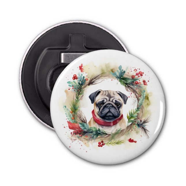 Abrebotellas Navidades Pug Wreath Festix Pup (Anverso)