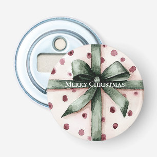 Abrebotellas Navidades puntos rosados Cinta verde y reverso