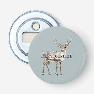Abrebotellas Navidades Rustic Deer Pine Green Personalizado