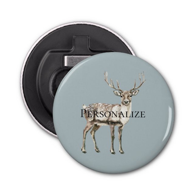 Abrebotellas Navidades Rustic Deer Pine Green Personalizado (Anverso)